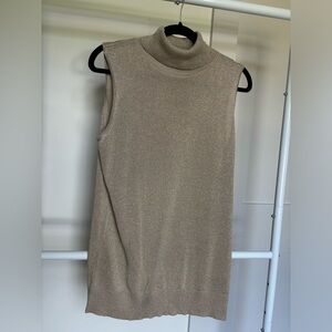 Joseph A. Gold Glitter Sleeveless Turtleneck Sweater